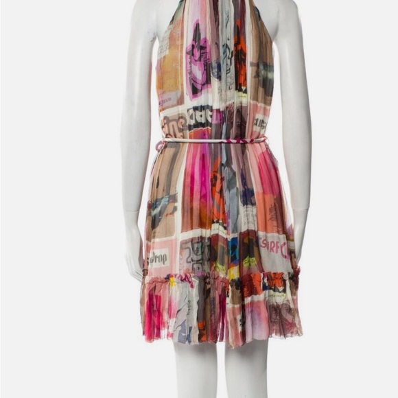 Zimmermann Wavelength Poster Print Mini Halterneck Dress Size 0 - Picture 3 of 13